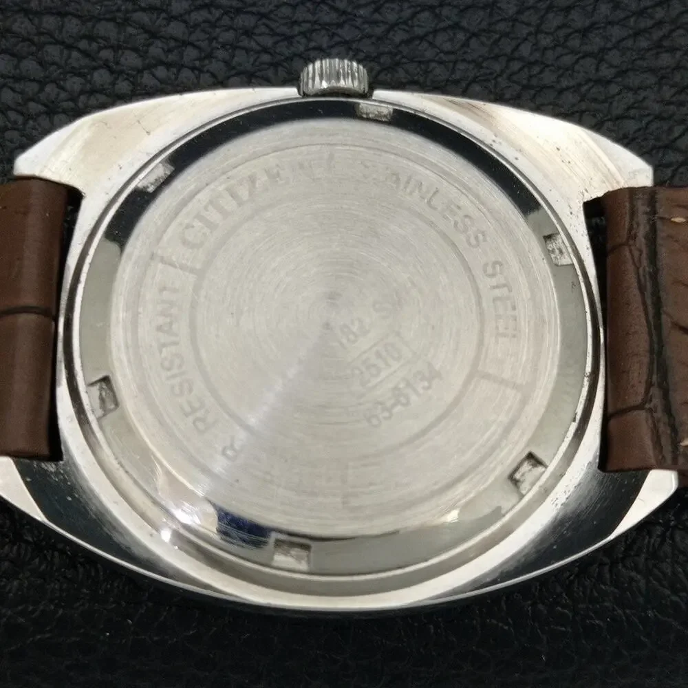 Vintage 1975 Citizen Manual Wound Mens Silver Watch & Silver accents